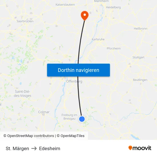 St. Märgen to Edesheim map