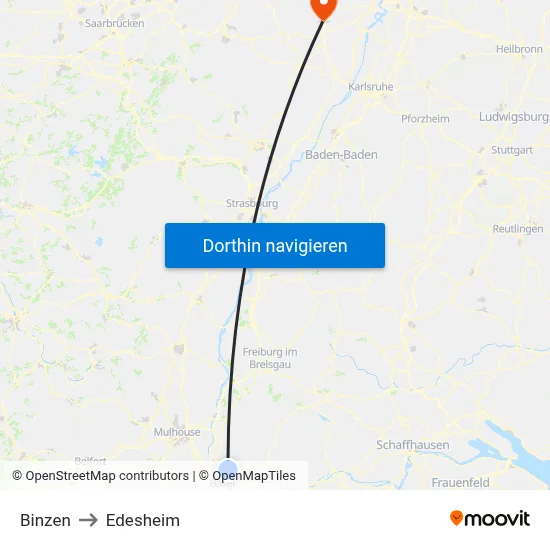 Binzen to Edesheim map