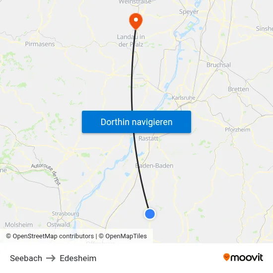 Seebach to Edesheim map