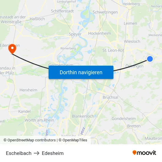 Eschelbach to Edesheim map