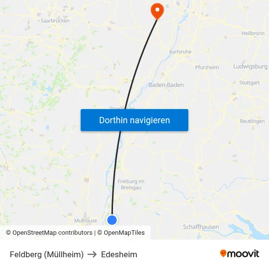 Feldberg (Müllheim) to Edesheim map