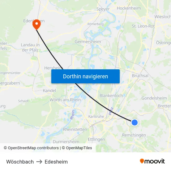 Wöschbach to Edesheim map