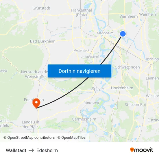 Wallstadt to Edesheim map