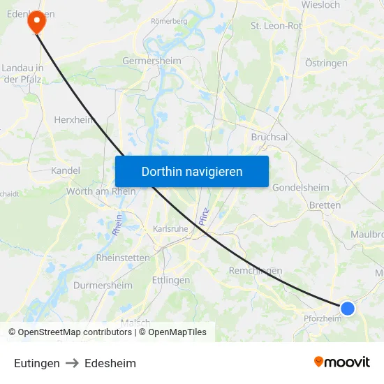 Eutingen to Edesheim map