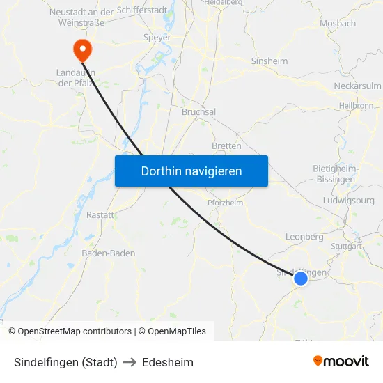 Sindelfingen (Stadt) to Edesheim map