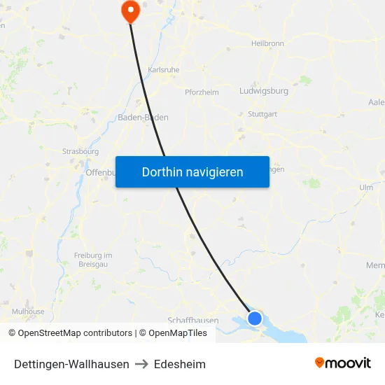Dettingen-Wallhausen to Edesheim map