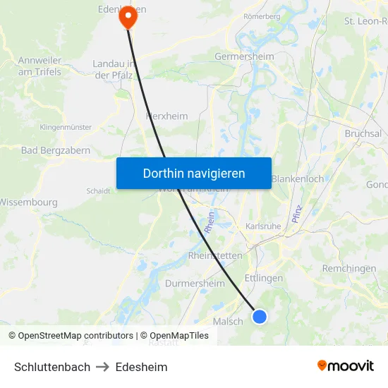 Schluttenbach to Edesheim map