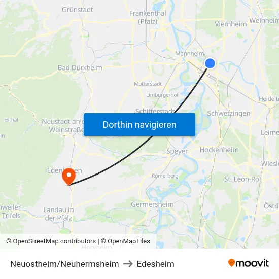 Neuostheim/Neuhermsheim to Edesheim map