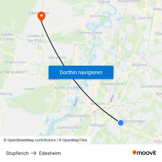 Stupferich to Edesheim map