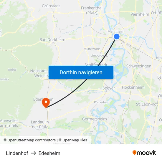 Lindenhof to Edesheim map