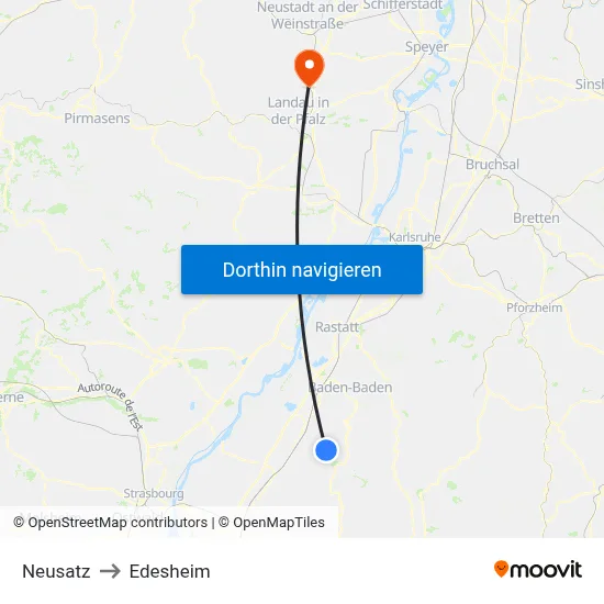 Neusatz to Edesheim map