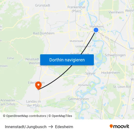 Innenstadt/Jungbusch to Edesheim map