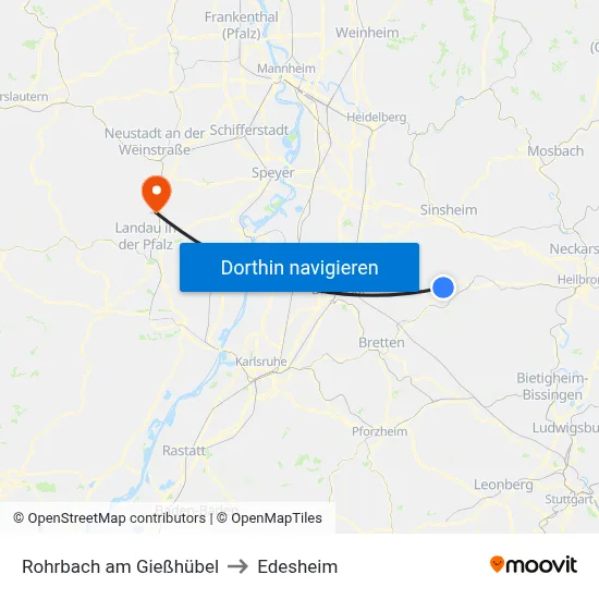 Rohrbach am Gießhübel to Edesheim map