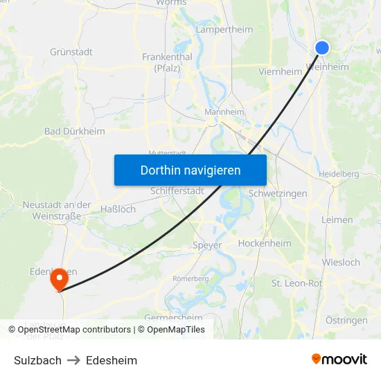 Sulzbach to Edesheim map