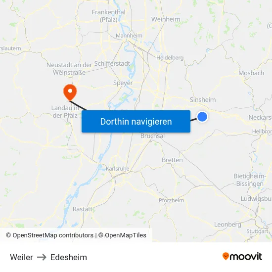 Weiler to Edesheim map