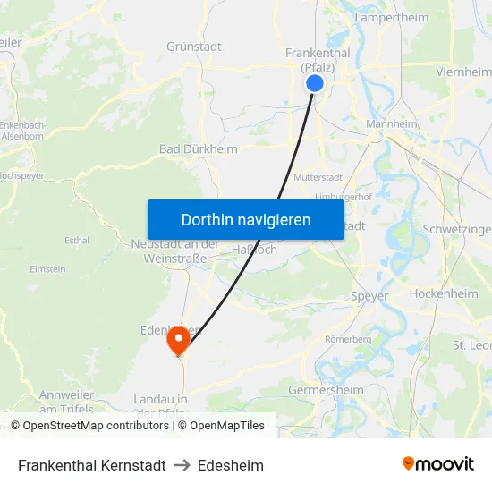 Frankenthal Kernstadt to Edesheim map