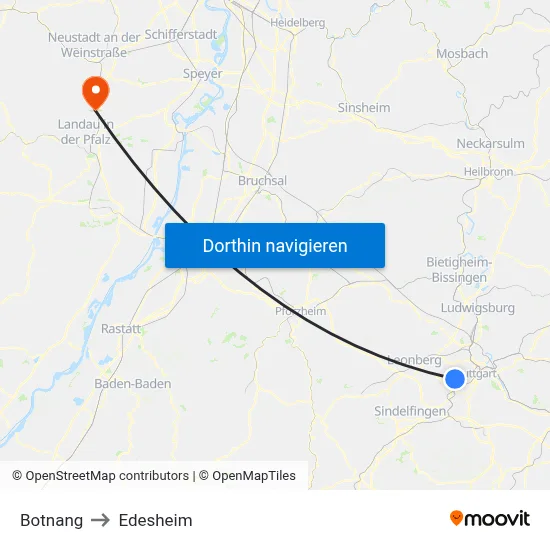 Botnang to Edesheim map
