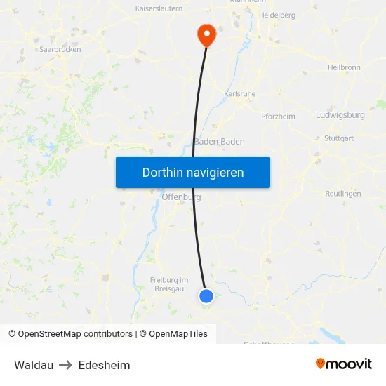 Waldau to Edesheim map