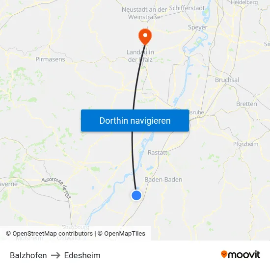 Balzhofen to Edesheim map