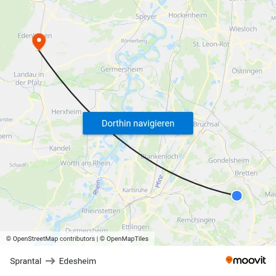 Sprantal to Edesheim map