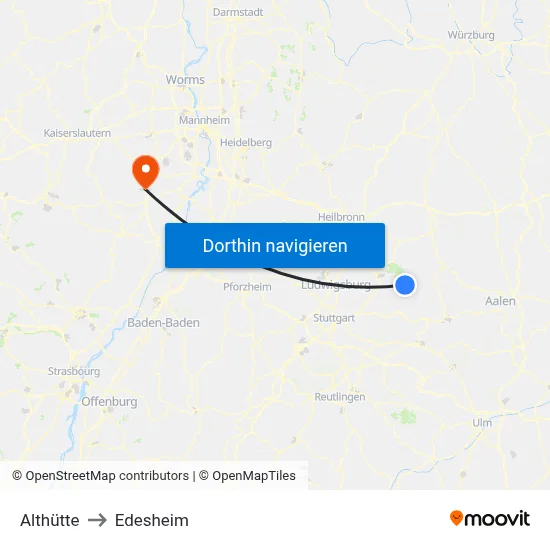 Althütte to Edesheim map