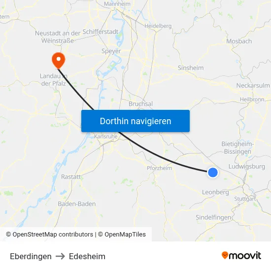 Eberdingen to Edesheim map