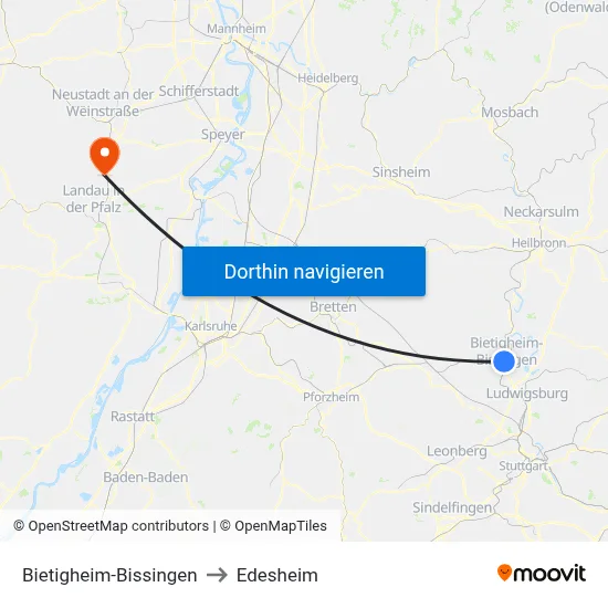 Bietigheim-Bissingen to Edesheim map