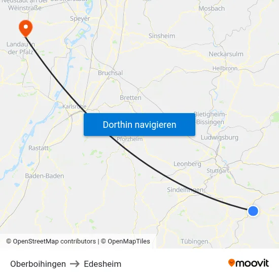 Oberboihingen to Edesheim map