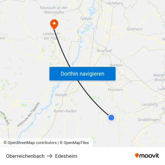 Oberreichenbach to Edesheim map