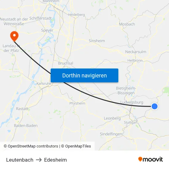 Leutenbach to Edesheim map