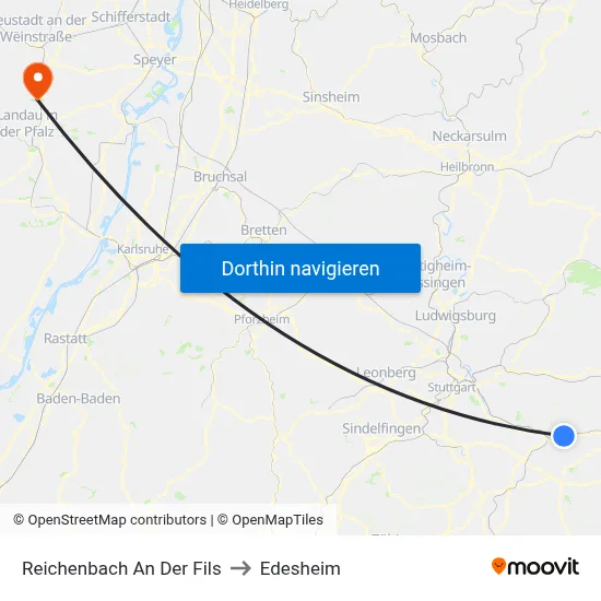 Reichenbach An Der Fils to Edesheim map