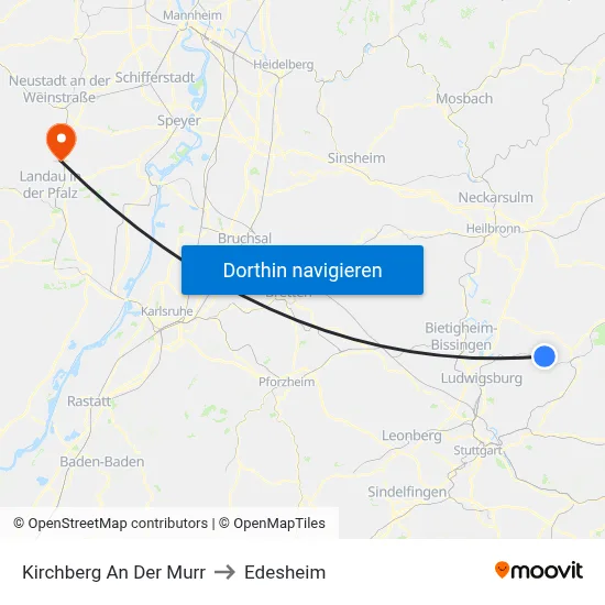 Kirchberg An Der Murr to Edesheim map