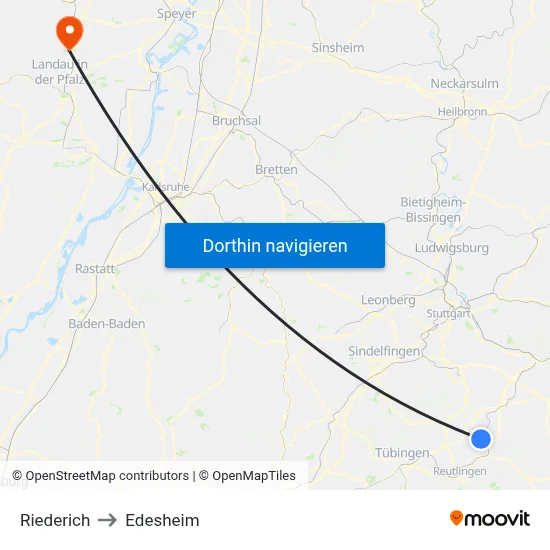 Riederich to Edesheim map