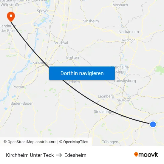 Kirchheim Unter Teck to Edesheim map