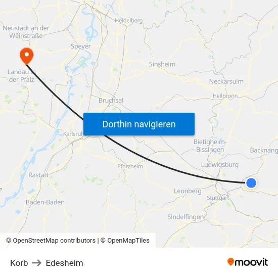 Korb to Edesheim map
