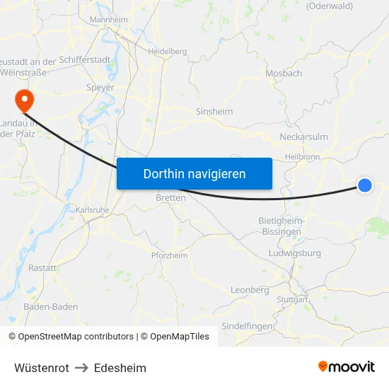 Wüstenrot to Edesheim map