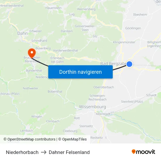 Niederhorbach to Dahner Felsenland map