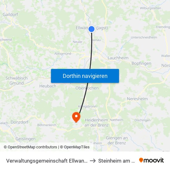 Verwaltungsgemeinschaft Ellwangen (Jagst) to Steinheim am Albuch map