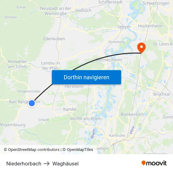 Niederhorbach to Waghäusel map