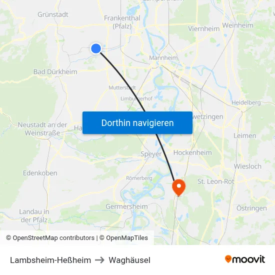 Lambsheim-Heßheim to Waghäusel map