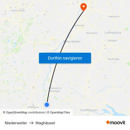 Niederweiler to Waghäusel map