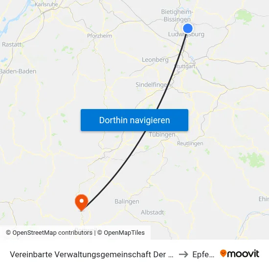 Vereinbarte Verwaltungsgemeinschaft Der Stadt Freiberg am Neckar to Epfendorf map