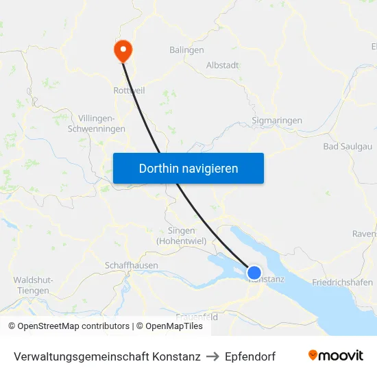 Verwaltungsgemeinschaft Konstanz to Epfendorf map