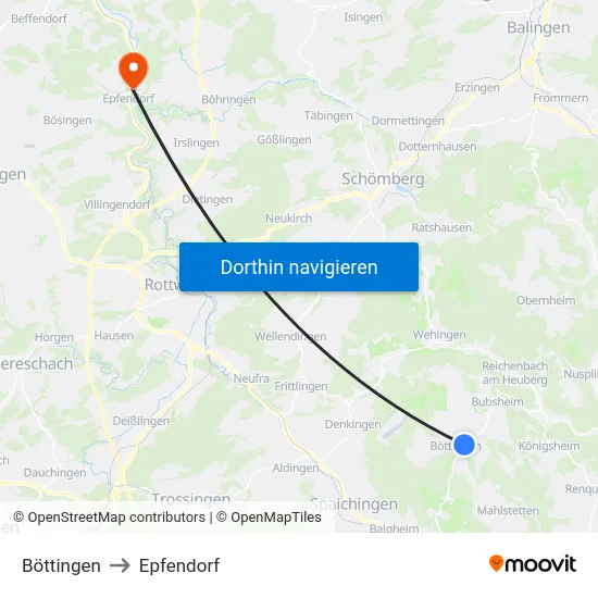 Böttingen to Epfendorf map