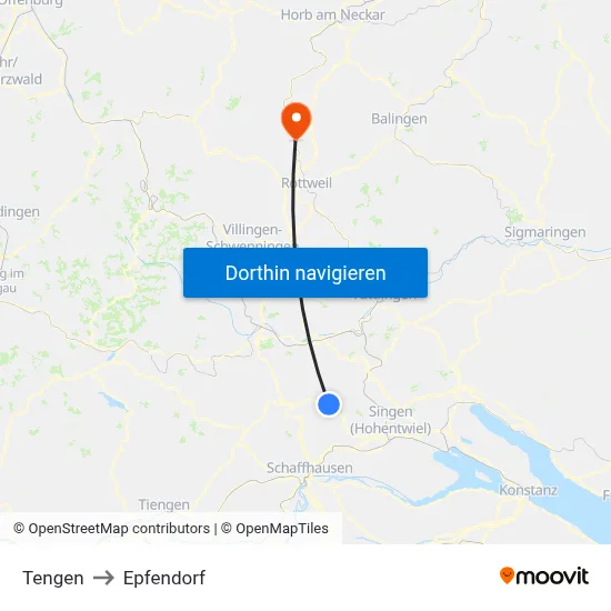 Tengen to Epfendorf map