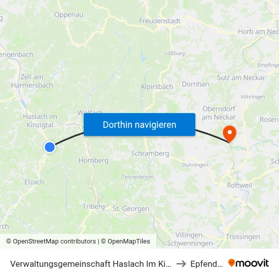 Verwaltungsgemeinschaft Haslach Im Kinzigtal to Epfendorf map