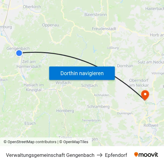 Verwaltungsgemeinschaft Gengenbach to Epfendorf map
