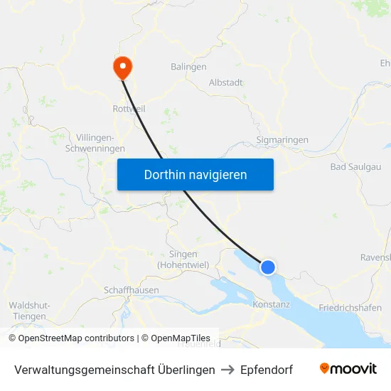 Verwaltungsgemeinschaft Überlingen to Epfendorf map