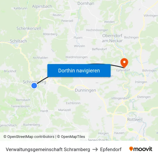 Verwaltungsgemeinschaft Schramberg to Epfendorf map