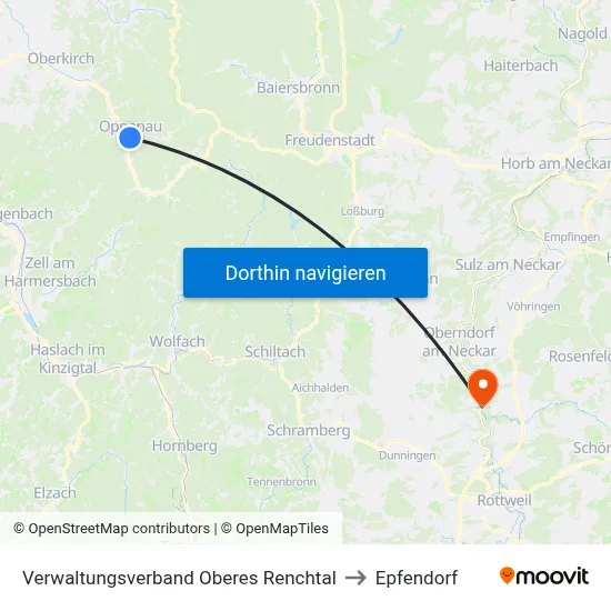 Verwaltungsverband Oberes Renchtal to Epfendorf map